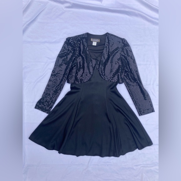 VTG 90’s Filigree Ltd Collection Black Spaghetti Strap Dress W/ Matching Bolero - Picture 6 of 12